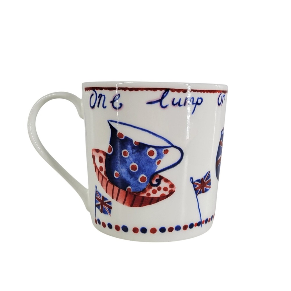 Rose of England Fine Bone China Mug One‎ Lump Two My Dear Red White Blue England
